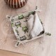 Colourful half-linen bread basket "Owls green"